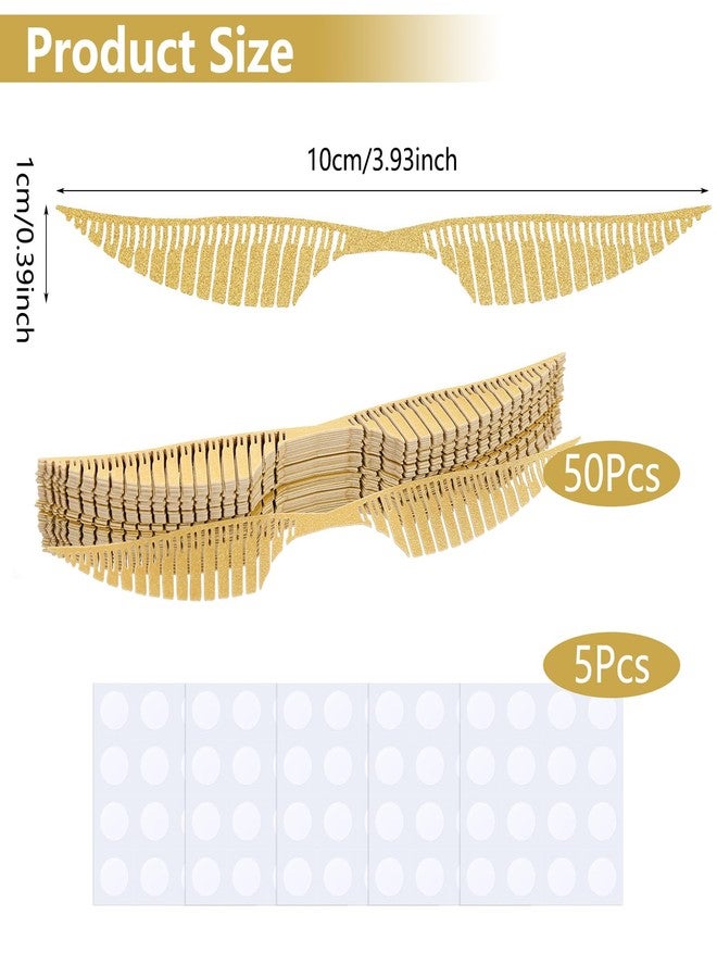 Chiisong Gold Glitter Wings Wizard Party Chocolate Decoration Wedding Hollowed Gold Decor Wafer Cupcake Toppers for Birthday Chocolate Cake Toppers with Adhesive Dots for Anniversary(50 Pieces) - Image 2