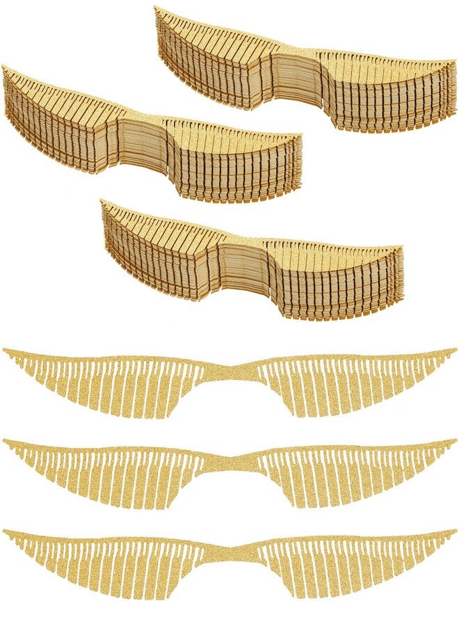 Chiisong Gold Glitter Wings Wizard Party Chocolate Decoration Wedding Hollowed Gold Decor Wafer Cupcake Toppers for Birthday Chocolate Cake Toppers with Adhesive Dots for Anniversary(50 Pieces) - Image 1