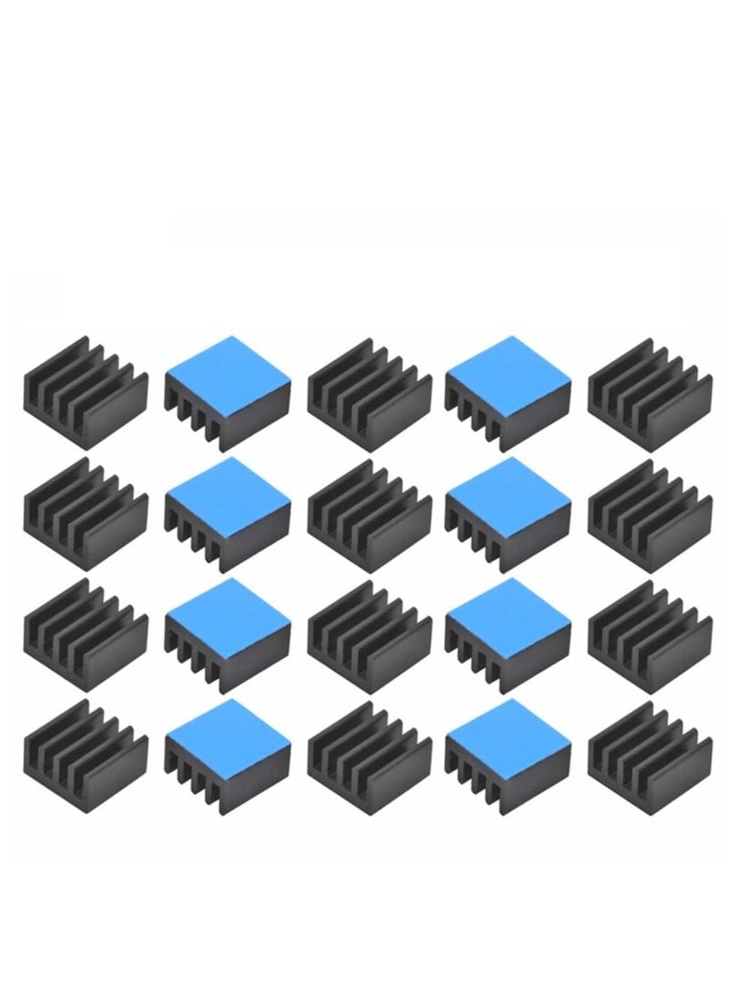 Generic 20PCS Black Aluminum Heat Sink with Thermal Conductive Adhesive Tape, 9×9×5mm Heatsink Cooler for Cooling VRM GPU Stepper Driver MOSFET VRam Regulators  - Image 1
