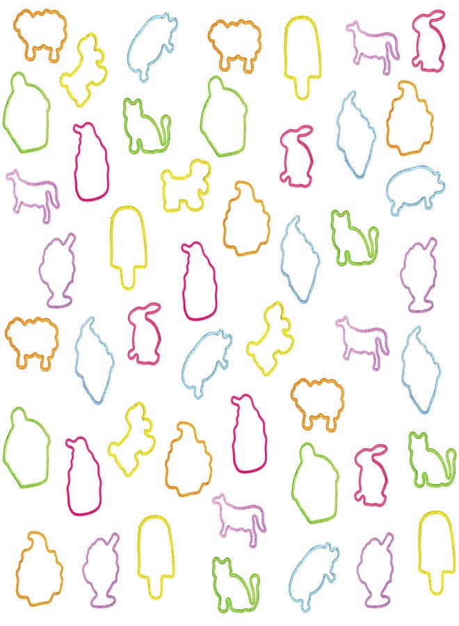Expressions 48pc Shaped Gummie Bracelets - Bulk Pack Colorful Pastel Glitter Rubberband Bracelets, Kids Party Favors & Bracelet Kit - Image 1