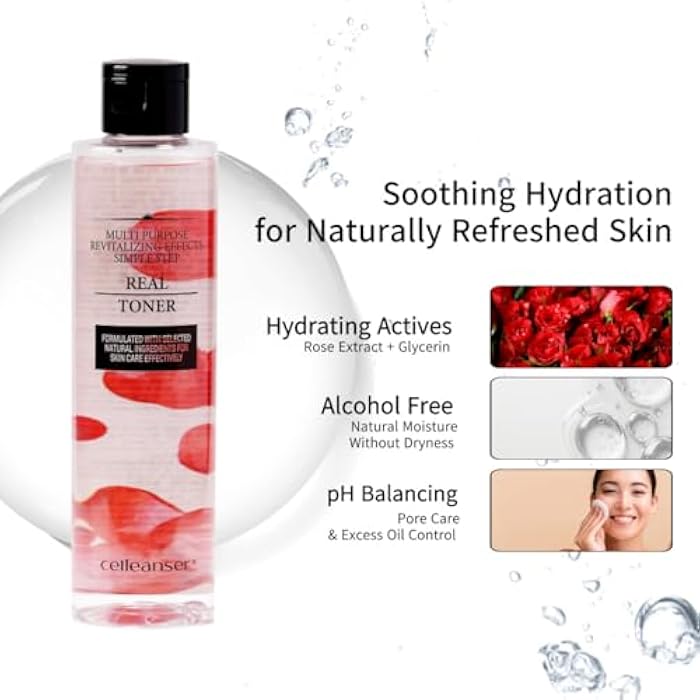 Celleanser Real Toner-Facial Toner with Rose Extract for Soothing, Balancing and Hydrating Skin, Alcohol-Free, Vegan, 6.76 oz - Image 4
