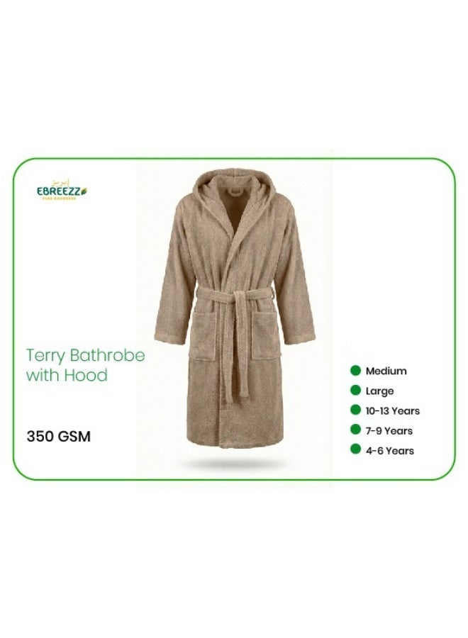 EBREEZZ Premium Terry Cotton Bathrobe with Hood – 350 GSM Ultra Soft Absorbent Robe - Image 1