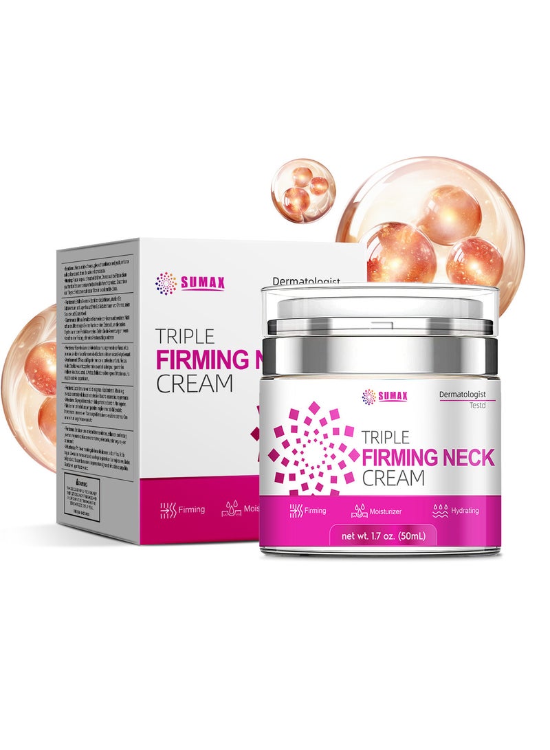 SUMAX Neck Firming Cream - Natural Anti-Aging Facial Moisturizer with Retinol Collagen & Hyaluronic Acid - Day & Night Anti-Wrinkle Cream - Firming, Hydrating Face Cream - Image 1