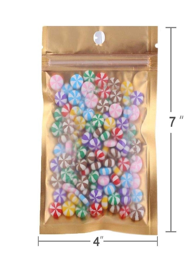 Wekoil Mylar Bags Zip Lock Clear Golden Front Aluminum Foil Wrapper Bags Resealable Packaging Storing Zipper Pouches Bulk Food Saver Lined Grip Wrap 10x18cm(4x7inch),Pack of 100 - Image 4