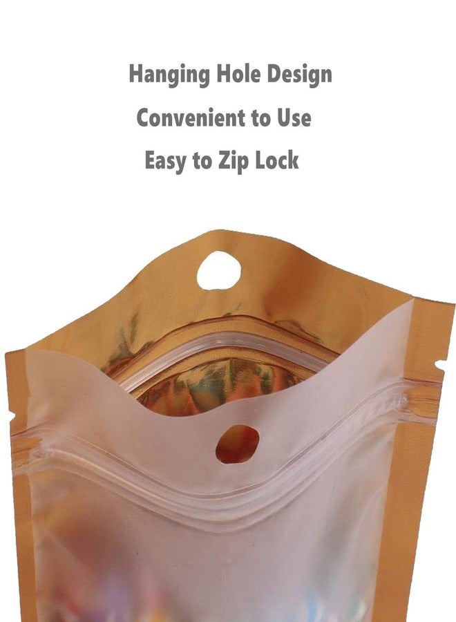 Wekoil Mylar Bags Zip Lock Clear Golden Front Aluminum Foil Wrapper Bags Resealable Packaging Storing Zipper Pouches Bulk Food Saver Lined Grip Wrap 10x18cm(4x7inch),Pack of 100 - Image 3