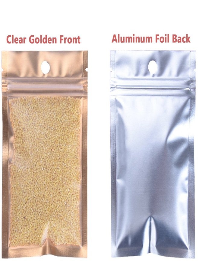 Wekoil Mylar Bags Zip Lock Clear Golden Front Aluminum Foil Wrapper Bags Resealable Packaging Storing Zipper Pouches Bulk Food Saver Lined Grip Wrap 10x18cm(4x7inch),Pack of 100 - Image 5