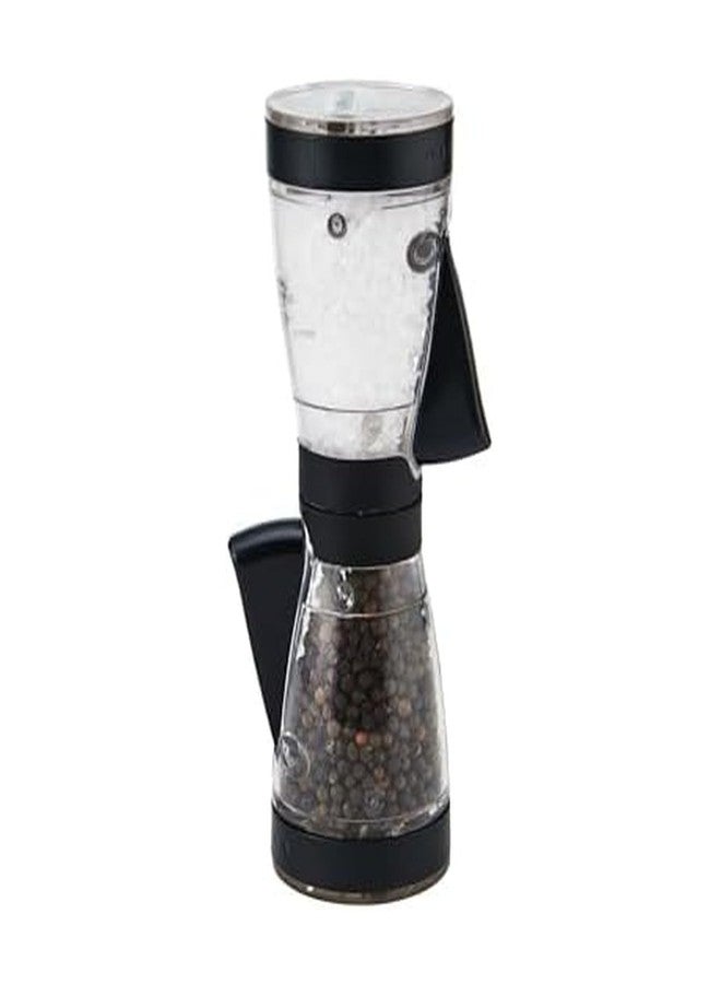 KAMENSTEIN One-Handed 2-in-a-1 Dual Salt and Pepper Grinder-Adjustable and Refillable, 8-Inch, Black - Image 1