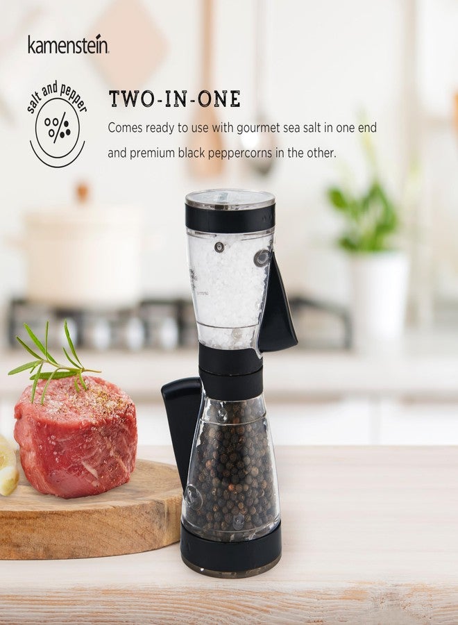 KAMENSTEIN One-Handed 2-in-a-1 Dual Salt and Pepper Grinder-Adjustable and Refillable, 8-Inch, Black - Image 3