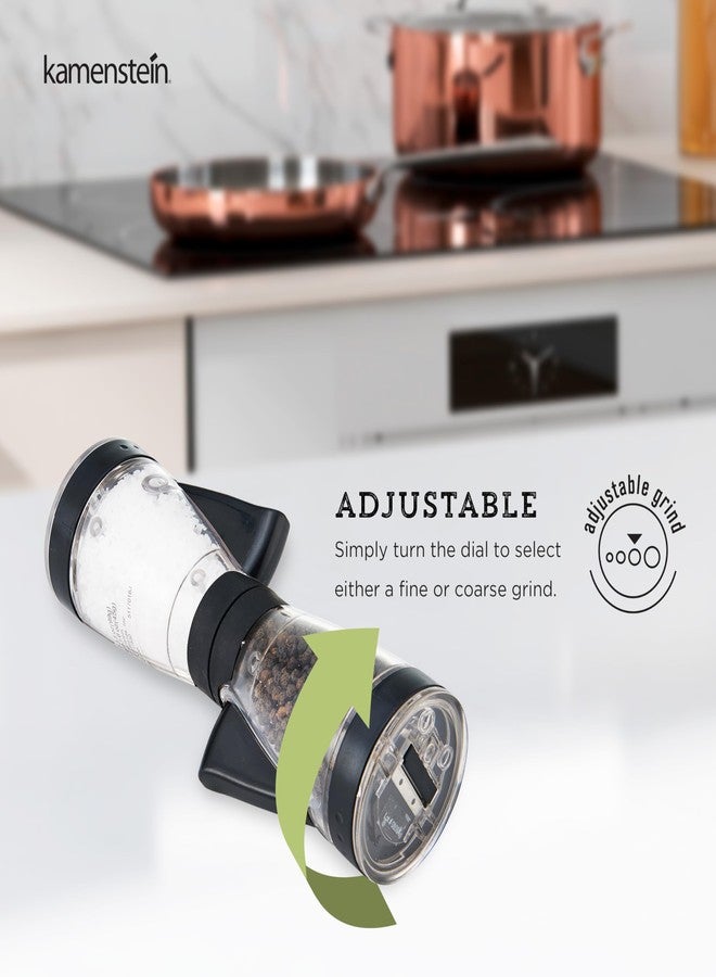 KAMENSTEIN One-Handed 2-in-a-1 Dual Salt and Pepper Grinder-Adjustable and Refillable, 8-Inch, Black - Image 4