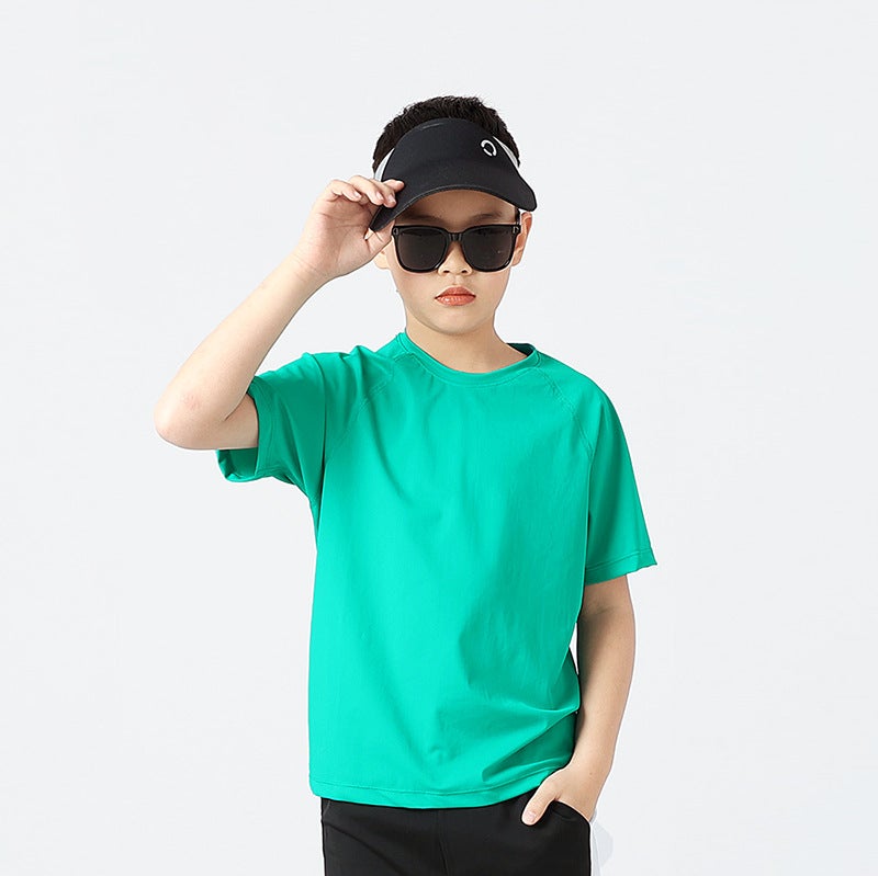 Summer Korean Children'S Clothing New Boys Sports Short Sleeve Big Children Quick Dry Ice Silk Top Girls Short Sleeve T-Shirt - Image 1