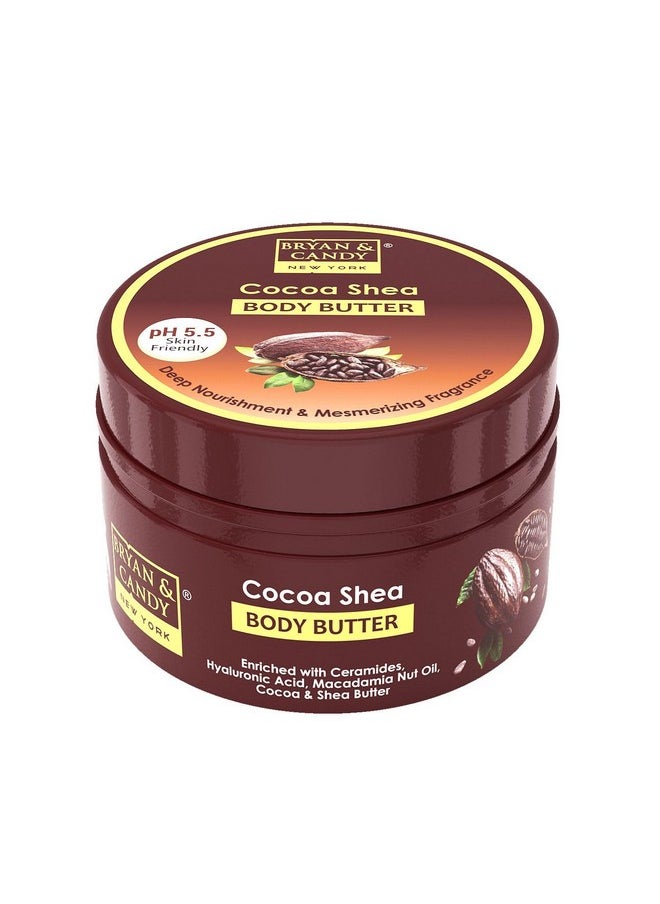 BRYAN & CANDY Body Butter Ph 5.5 For 72Hrs Moisturization. Enriched With Ceramides And Hyaluronic Acid, |Non-Sticky Moisturizer For Women & Men (Cocoa Shea, 100Gm)  - Image 1