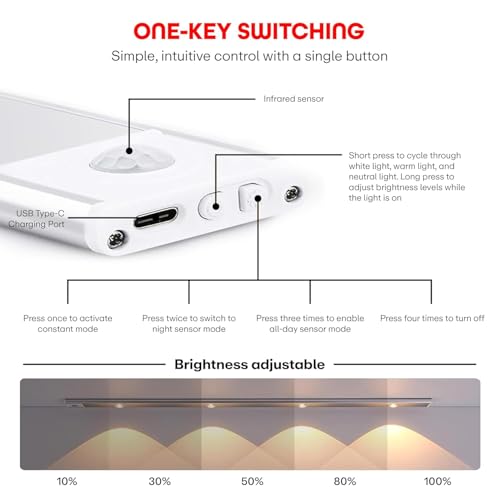 Dwiza Enterprise Motion Sensor USB Charging Smart LED Stick Under Cabinet Light with Magnetic Closet | Wall-Mounted Motion Activated Night Light for Indoor & Outdoor Uses (Pack of 1) - Image 3