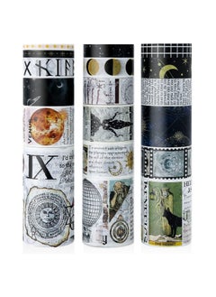 Y&D 18 Rolls Vintage Washi Tape Set Celestial Galaxy Retro Masking Tape, 5/10/15/20/25/30/50/75mm Wide 6.56ft Long Decorative for Scrapbook Journaling, Scrapbooking Supplies, Junk Journal Craft  - Image 1