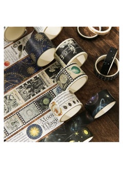 Y&D 18 Rolls Vintage Washi Tape Set Celestial Galaxy Retro Masking Tape, 5/10/15/20/25/30/50/75mm Wide 6.56ft Long Decorative for Scrapbook Journaling, Scrapbooking Supplies, Junk Journal Craft  - Image 4