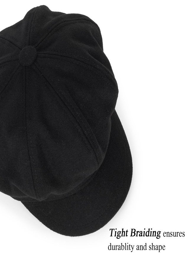 XuoAz Kids Girls Wool Beret Newsboy Cap - Classic Cabbie Hat French Beret Pageboy Hat for Toddler Boys 4 to 8 Years Black - Image 3