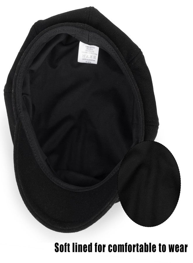 XuoAz Kids Girls Wool Beret Newsboy Cap - Classic Cabbie Hat French Beret Pageboy Hat for Toddler Boys 4 to 8 Years Black - Image 4