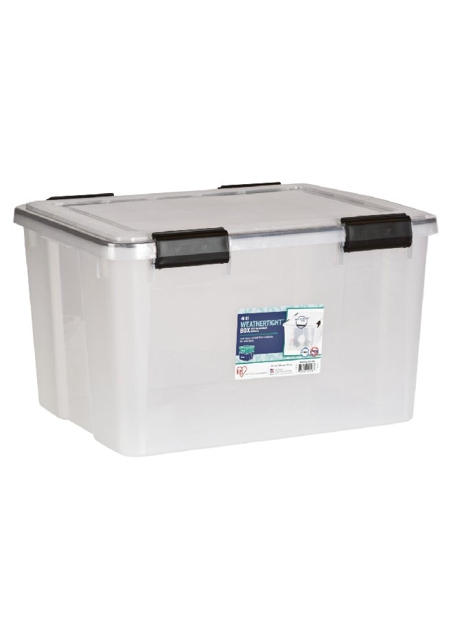 IRIS Weathertight High Quality Plastic Storage Box Clear and Black 46 quart 110450  - Image 1