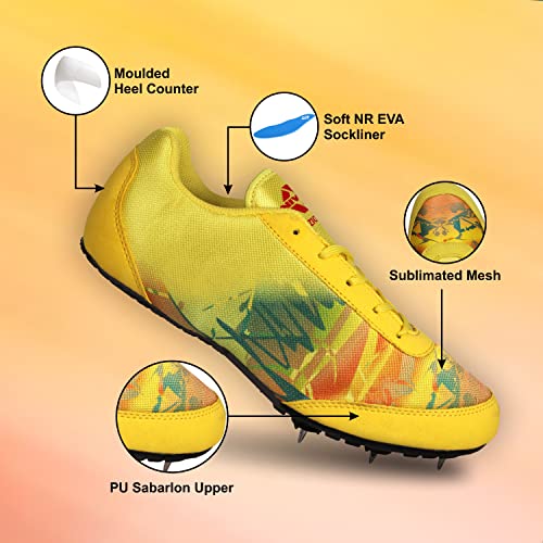 Nivia Men Zion-1 Running Spikes Shoes, Running Spikes, Track and Field Shoes for Men (6 UK), Yellow - Image 2