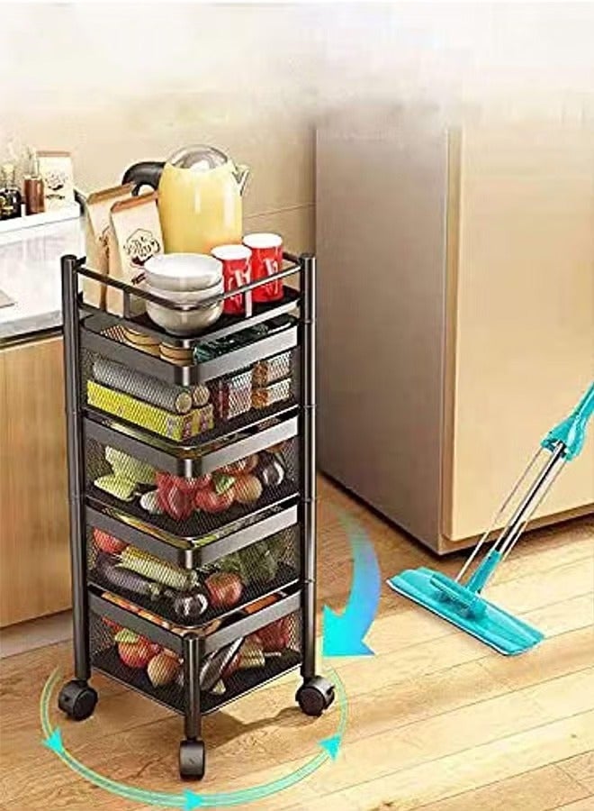 BLOOMING TIME 5 Layer Square Shelf, Simple Installation, Strong Load-Bearing Capacity, Rotatable Black - Image 2