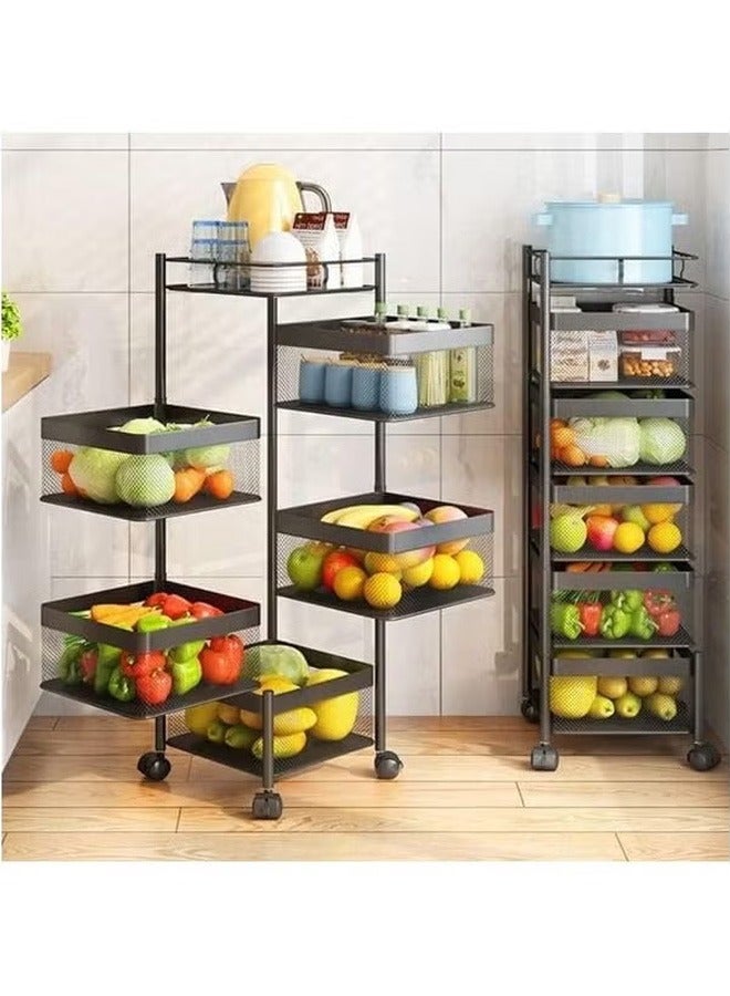 BLOOMING TIME 5 Layer Square Shelf, Simple Installation, Strong Load-Bearing Capacity, Rotatable Black - Image 5