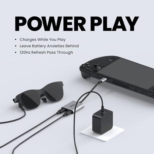 XREAL Hub, Power and Play Adapter, Power Your AR Glasses While Charging Your Source Device, Like Steam Deck, ROG Ally, Switch, iPhone 15 or Android Phone, Support 45W Fast Charging and 120Hz - Image 3