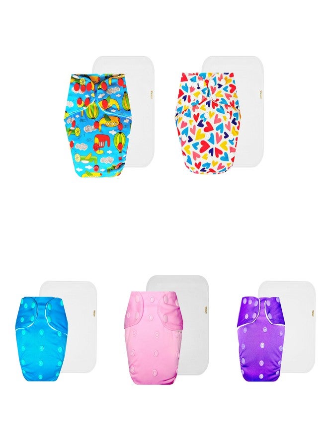 حفاضات دمبلدو القماشية الممتازة مع حشوة قطنية (عبوة من 5) | ناعمة ولطيفة | تسمح بمرور الهواء | أزرار كبس قابلة للتعديل | مثالية لفصل الصيف الهندي | من 3 أشهر إلى 3 سنوات | مناسبة للجنسين - Image 1