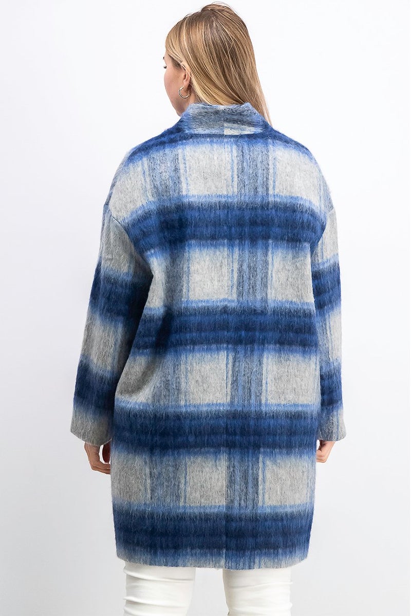 Tchibo Women Plaid Trench Coat, Navy - Image 3