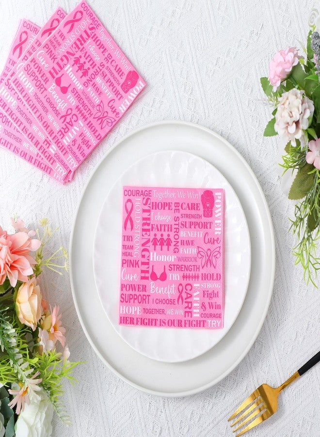 Vesici 200 Pcs Breast Cancer Awareness Paper Napkin 3ply Pink Ribbon Cocktail Napkins Disposable Pink Ribbon Tissue Tableware Decorations Breast Cancer Awareness Accessories for Survivor Campaign Gift - Image 4