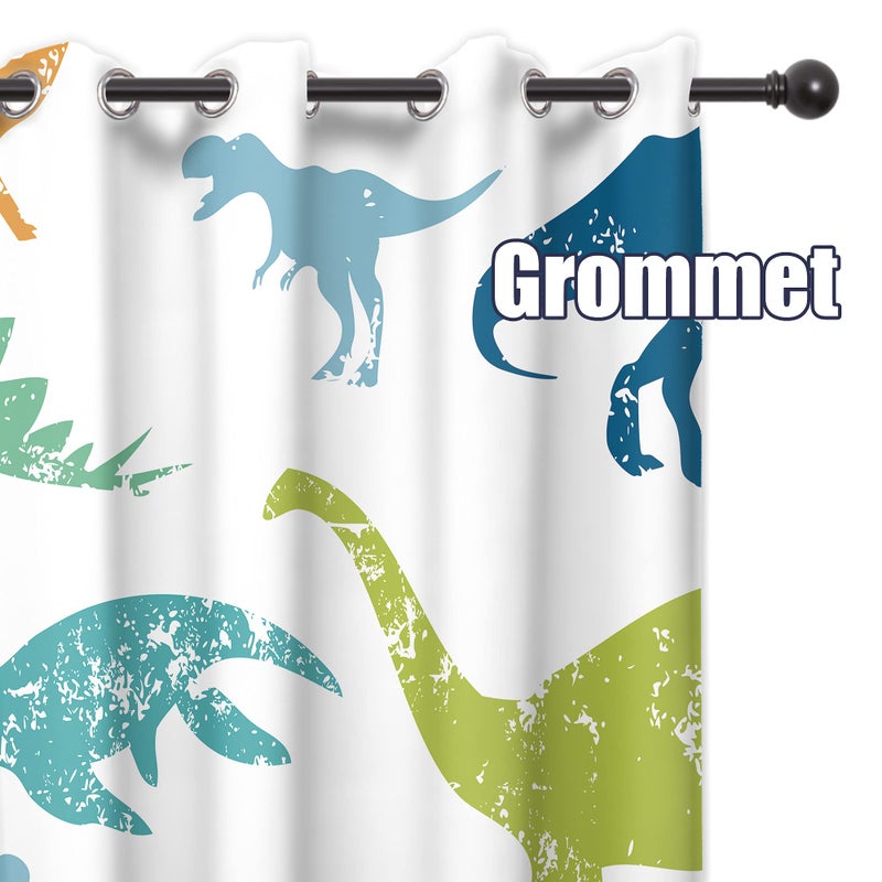 Cinbloo Boys Dinosaur Blockout Curtains 29W x 63L Inch Grommet 2 Panels Cartoon Dino for Kids Bedroom Decor Children Nursery Cute Funny Colorful Safari Animal Art Printed Living Room Window Drapes - Image 5