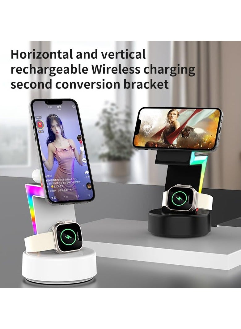 SYOSI 3 in 1 Wireless Magnetic Fast Charging Station, Charging Station for Multiple Devices, Wireless Charger for iPhone 15-12 Series, Apple Watch Series 1-9 Ultra AirPods Pro with LED and Adapter 15W - Image 5