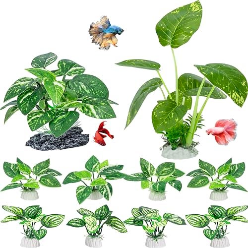 MyLifeUNIT Betta Fish Tank Decor 10 Pack Silk Aquarium Plants for Aquarium Decoration and Fish Tank Decoration - Image 1