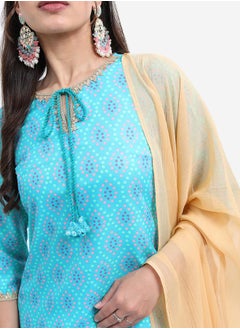 Vishudh Blue Printed Kurta Set with Dupatta  - Image 5