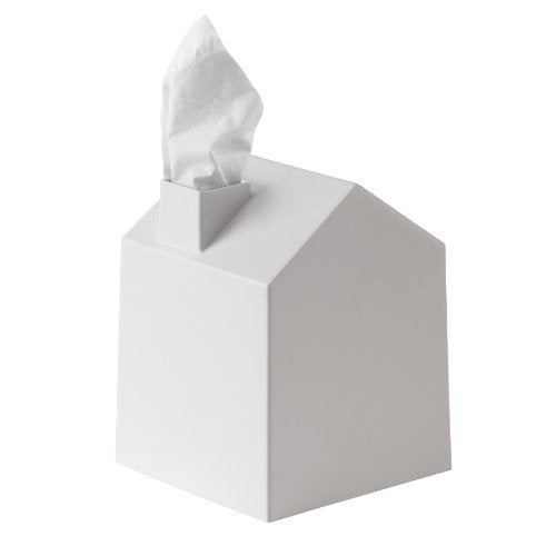 Umbra Casa Tissue Box Cover Adorable House Shaped Square Kleenex Box Holder for Bathroom Bedroom or Office White - Image 1