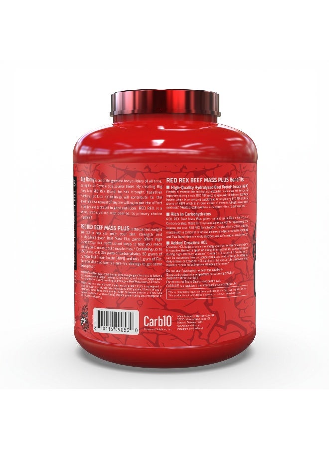 RED REX Beef Mass Plus Gainer Powder - Chocolate Flavor - 6lb (2.72kg) - for Muscle Growth & Recovery - Image 2