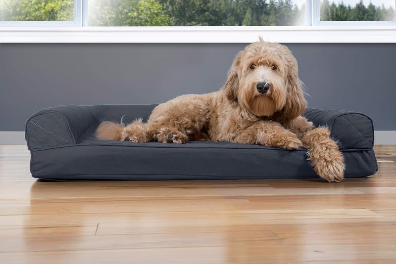 Furhaven Cooling Gel Dog Bed for Large/Medium Dogs w/Removable Bolsters & Washable Cover, For Dogs Up to 55 lbs - Quilted Sofa - Iron Gray, Large, 36.0"L x 27.0"W x 6.5"Th - Image 3