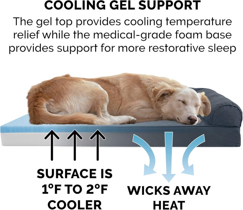 Furhaven Cooling Gel Dog Bed for Large/Medium Dogs w/Removable Bolsters & Washable Cover, For Dogs Up to 55 lbs - Quilted Sofa - Iron Gray, Large, 36.0"L x 27.0"W x 6.5"Th - Image 5