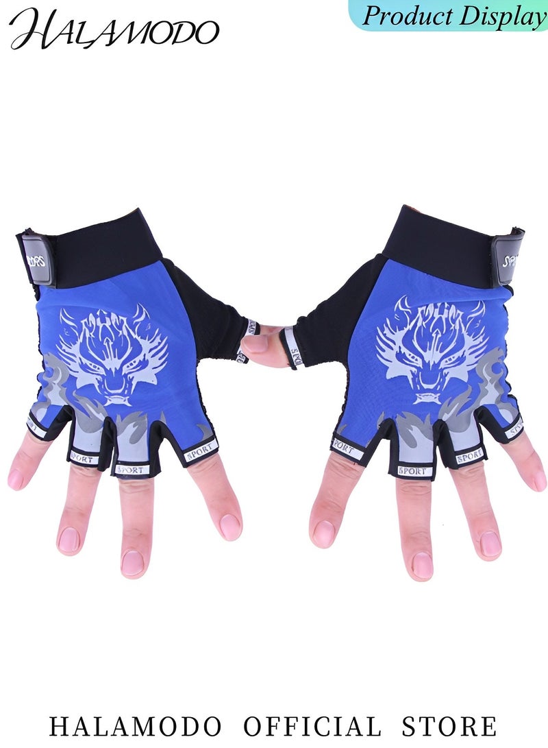 HALAMODO Men's Fingerless Cycling Gloves Mittens Breathable Non-Slip Shock-Absorbing Riding Bike Gloves Fishing Bicycle Roller Skating Hunting Climbing Half Finger Outdoor Sports Gloves  - Image 4