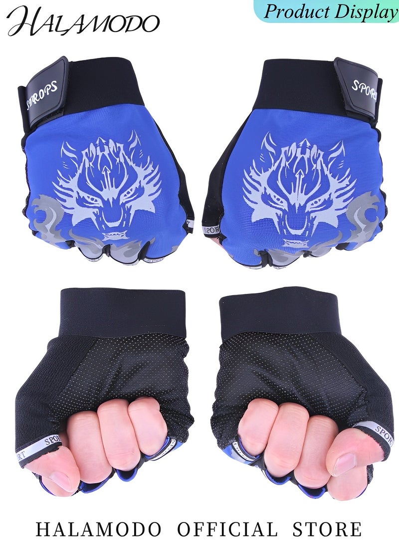 HALAMODO Men's Fingerless Cycling Gloves Mittens Breathable Non-Slip Shock-Absorbing Riding Bike Gloves Fishing Bicycle Roller Skating Hunting Climbing Half Finger Outdoor Sports Gloves  - Image 5