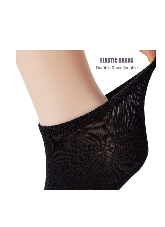 Be-Queen - 6 Pairs Women's Short Ankle Athletic Socks Cotton Spandex Sport Sock for Ladies free size EU 36 to 42 (BLACK 6 Pairs,6) - Image 1