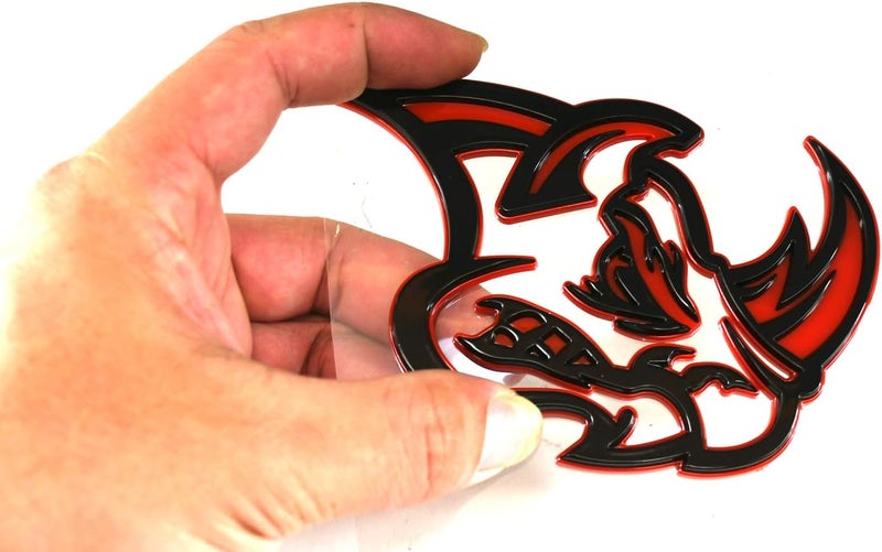 Chywcar 2Pcs 3D Rhino Emblems Car Badge - Black/Red Line - Image 4