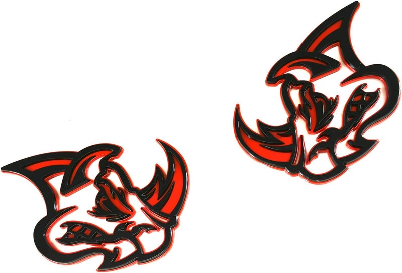 Chywcar 2Pcs 3D Rhino Emblems Car Badge - Black/Red Line - Image 3