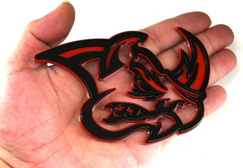 Chywcar 2Pcs 3D Rhino Emblems Car Badge - Black/Red Line - Image 5