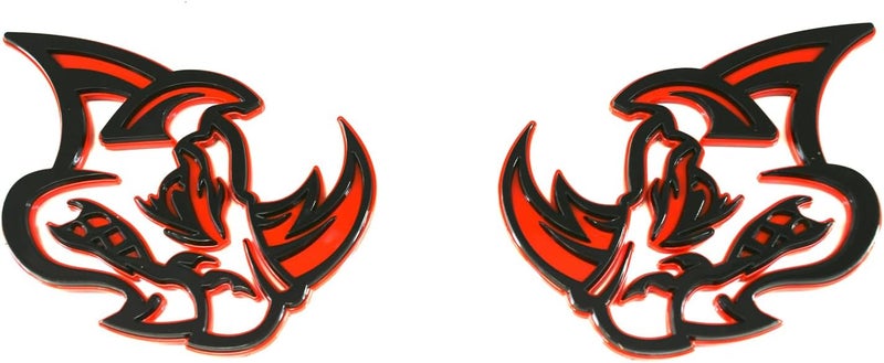 Chywcar 2Pcs 3D Rhino Emblems Car Badge - Black/Red Line - Image 1