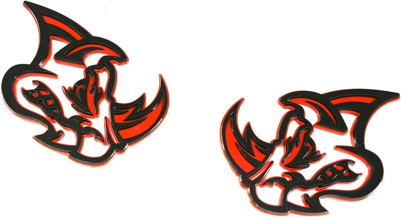 Chywcar 2Pcs 3D Rhino Emblems Car Badge - Black/Red Line - Image 2