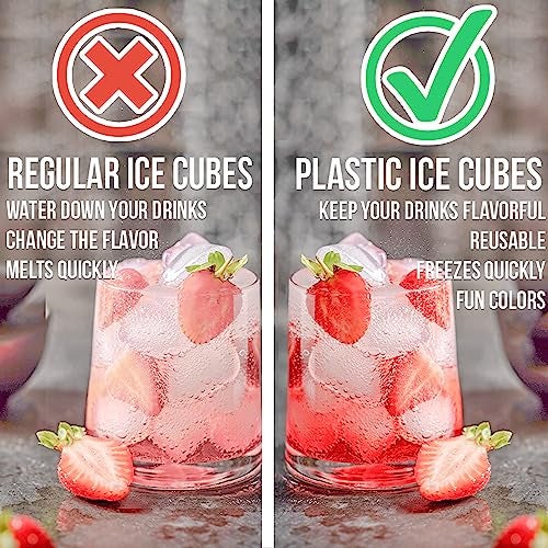 Urban Essentials Reusable Ice Cubes - Quick Freeze Clear Plastic Square Ice cubes With Resealable Bag Clear Cubes Pack Of 56 - Image 3