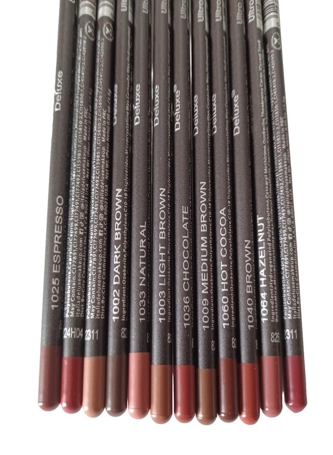12pc Ultra Fine Lip &Eye Liner Brown Set - Image 2