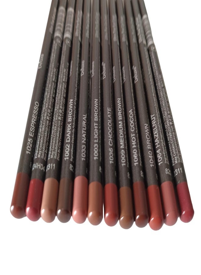 12pc Ultra Fine Lip &Eye Liner Brown Set - Image 1