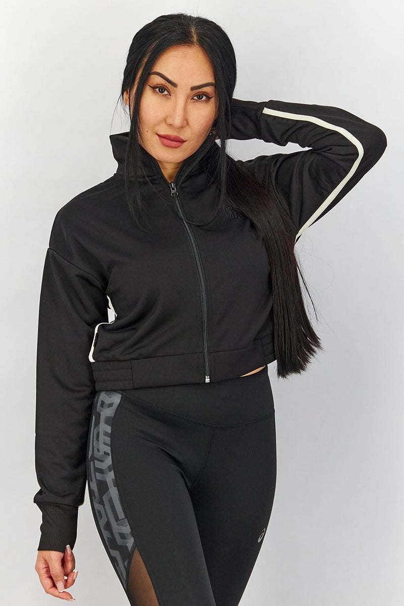 PUMA سويت شيرت رياضي نسائي بأكمام طويلة، أسود - Image 1