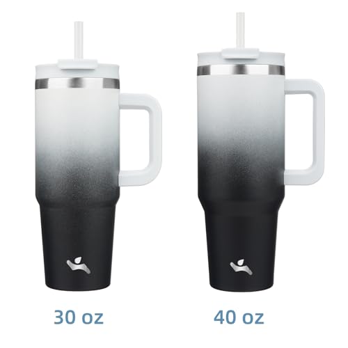 Konokyo 30 oz Tumbler with Handle and 2 Straws,2 in 1 Lid Insulated Water Bottle Stainless Steel Travel Coffee Mug,Day Night - Image 3