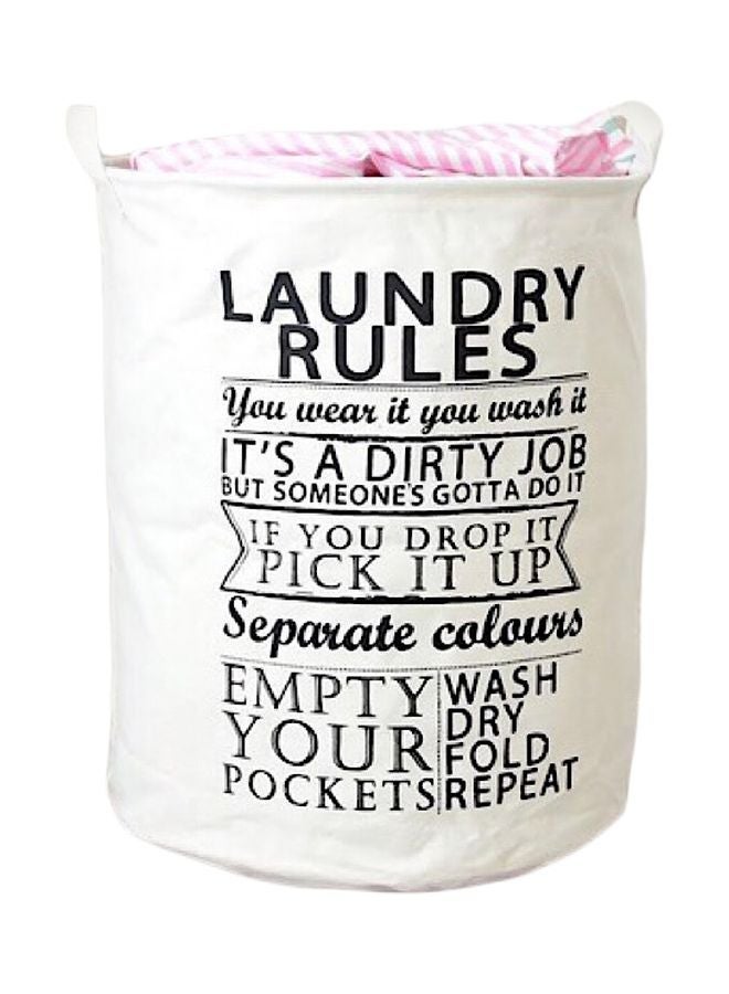 NIBEMINENT Laundry Rules Printed Bag White/Black 50x40x40cm - Image 1